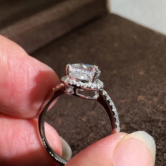 New Pear Cut 925 Silver Diamond Ring - Picture 5 of 8